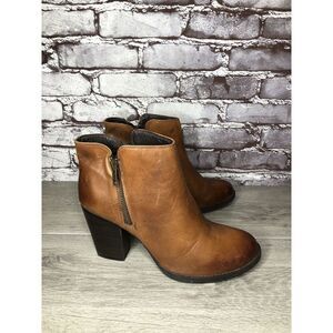Krbonell Brown Ankle Double Sided Zipper Heeled Booties Boots Women Sz 9M US/40